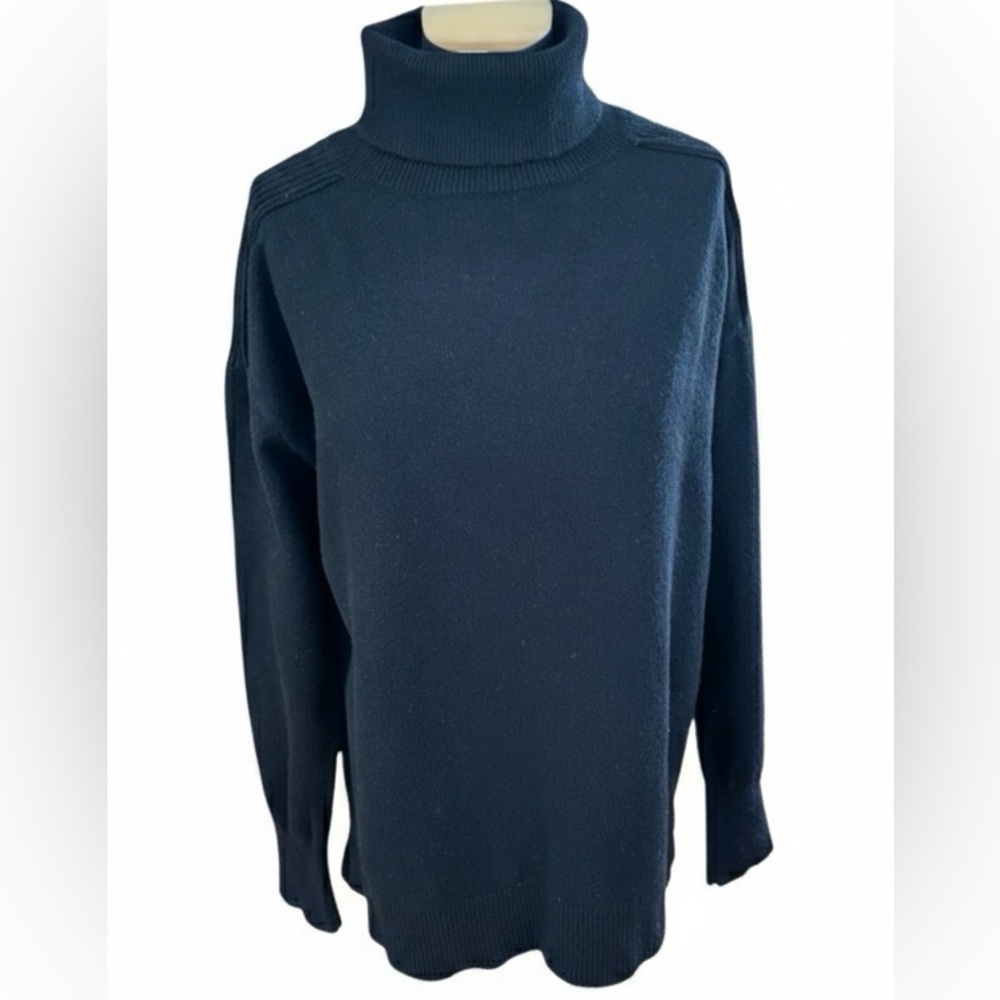 Evereve Sweater Black Roll Neck Soft Pullover Oversized Size M